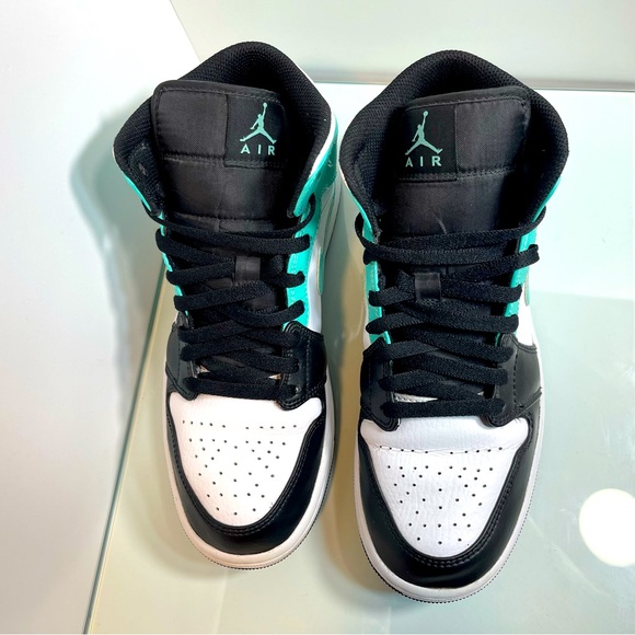 Nike Air Jordan 1 Mid Tropical Twist Teal Black Toe 554724-132 WHITE Size 9 - Picture 7 of 13